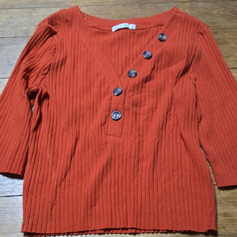 Heart Hips Vibrant Orange Ribbed Top